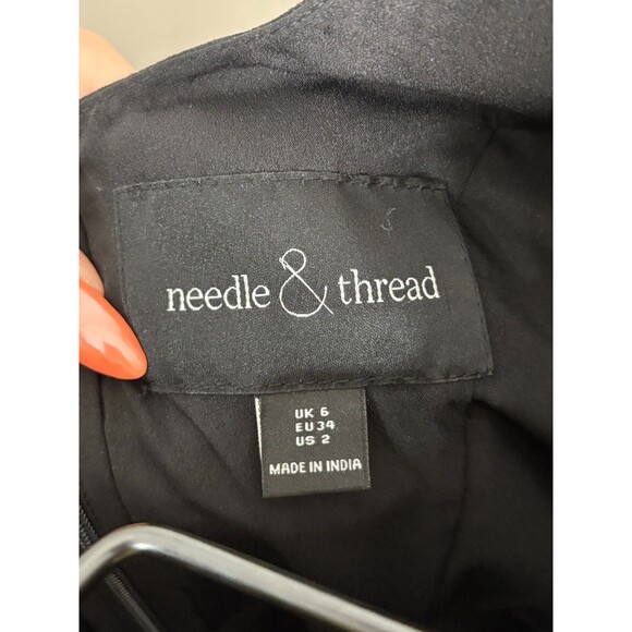 Needle & Thread Sz 2 Beaded Embroidered Black White Floral Prom Dress NYE Formal - Picture 6 of 9